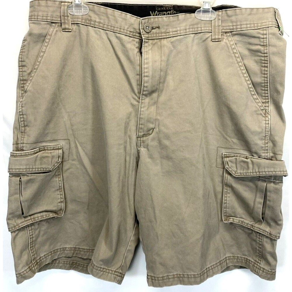 Genuine Wrangler Men's Cargo Shorts 40 Khaki Cotton Pockets Hiking Outdoors